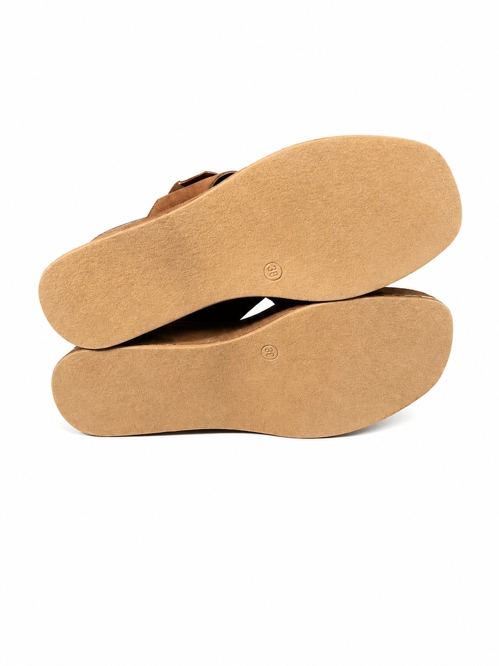 Lottini Brown Leather Suede Cork Wedge Sandals Size 8 Platform Slide Italy - Picture 5 of 13